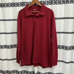 L.L.Bean Men's Long Sleeve Polo Shirt Large Red Cotton Classic Casual Preppy